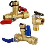 Twinkle Star 3/4 Inch IPS Isolator Tankless Water Heater Service Valve Kit, with Pressure Relief Valve, Clean Brass Construction