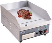 Commercial Electric Griddle, 35x40cm Countertop Flat Top Restaurant Griddles 8mm Hotplate BBQ Grill Stainless Steel Steaks Business Catering Grill with Temperature Control 240V 2KW