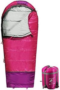 REDCAMP Kids Mummy Sleeping Bag for Camping Zipped Small, 32 Degree All Season Cold Weather Fit Boys,Girls & Teens (Pink with 3.3lbs Filling)