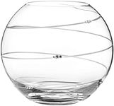 Diamante Sphere Vase with Hand Cut Swirl with Swarovski crystals- Decorated Round vase Globe Fish Bowl Shape Ideal for Bouquets and Other Decorations - 20cm