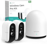 WUUK 2K Wireless Outdoor Security Camera, 32GB Local Storage Base Station, No Monthly Fee, Battery Operated Camera, Night Vision, Home Security Camera System, Compatible with Alexa & Google