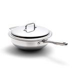 360 Stainless Steel Wok with Lid, Handcrafted in The USA, Induction Cookware, Waterless Cookware, Dishwasher Safe, Oven Safe, Surgical Grade Stainless Steel Cookware. (5 Quart Stock Pot)