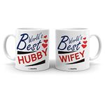 Cheeksy World Best hubby with World Best Wifey Quotes Printed 300 ml Set of 2 Stylish Coffee Tea Mug for Couples, Husband-Wife, Girlfriend-Boyfriend, Anniversary, Wedding and Valentine Gift, Under 400