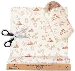 Zenlogy Reusable Beeswax Food Storage Wrap, Eco Friendly Alternative, Sustainable Organic Cut to Size Cotton Beeswax Wraps, 1 Roll, 13in x 55in (33cm x 140cm)