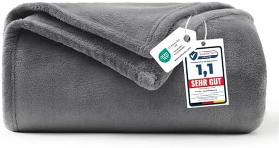 WAVVE Bed Throw Double Size, Fleece Blanket Sofa Throw Grey 5ft x 6.5ft - Fluffy Soft Warm Versatile Blanket for Sofa/Couch/Bed Twin Size Gray, 150x200 cm
