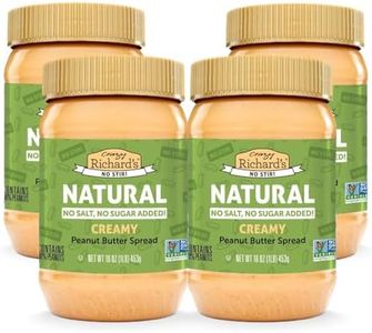Crazy Richard's Creamy No Stir Peanut Butter with No Added Salt, Sugar, Or Preservatives (4 Pack)