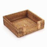 Rattan Napkin Holder Square, Napkin Holders for Paper Napkins, 7.5" x 7.5" x 2.5", Wicker Napkin Tray, Woven Guest Towel Holder for Restaurant/Kitchen/Bathroom Napkin Holder for Table