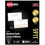 Avery Perforated Business Cards, 2" X 3.5", for Laser Printers, White, 2500 Cards, (5911)