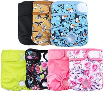 Qiny Washable Dog Diapers (7 Pack), Durable Doggie Diapers, Premium Female Dog Diapers (L Pattern C) YMG001 YMG