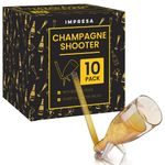 IMPRESA [10 Pack] Champagne Shooter Plastic Glass Set - Champagne Glasses with Stands - Bachelorette Party Gifts - Champagne and Prosecco Gifts for Bubbly Lovers – Reusable Champ Shooter