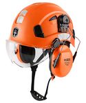 Safety Helmet Hard Hat with Visor and Ear Protection Adjustable Lightweight Vented ABS Work Helmet for Men and Women 6-Point Suspension ANSI Z89.1 Approved Ideal for Industrial & Construction