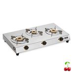 RICH FLAME Gas Stove 3 Burners | 2 Years Warranty, ISI Certified | Gas Stove, 3 Burner Gas Stove, Gas Chulha, Brass Burner, Fuel Efficient Burner, LPG & PNG Compatible (Stainless Steel)