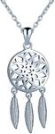 Unendlich U Fashion Dream Catcher Women's Girls Necklace 925 Sterling Silver Pendant Adjustable Chain Silver, Sterling Silver, No information