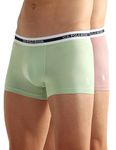 U.S. POLO ASSN. Men's Cotton Blend Classic Solid Trunks (Pack of 2) (OET09-PD0-P2 Peach-Pastel Green