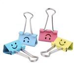 oddpod™ DL Smiley Pastel Multi-Coloured 25mm Binder Clips/Anti-Rust Binding Clamps for Stationery, Documents, Notes, Letters, Loose Papers, Decoration in Office, Home & School (48 Pcs Jar)