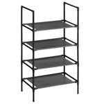 SONGMICS 4-Tier Shoe Rack, Shoe Shelf, Shoe Storage Organiser, Space-Saving, 28 x 45 x 80 cm, Metal Frame, Non-Woven Fabric Shelves, for Hallway, Bedroom, Black LSR004B02