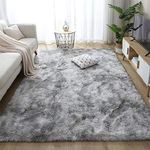 JURLEA Area Rugs for Living Room, Carpet for Bedrooms, Non-Slip Fluffy for Boys Room, Girls Room, Play Room Soft Modern Home Decor Rugs (Grey White, 5.2'x 7.5'(160cm x 230cm))