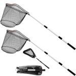 ZENFUN 2 Pack Fishing Net with Telescopic Pole Handle, Fish Landing Net with Sturdy Collapsible Handle, Folding Nylon Mesh Landing Net for Saltwater and Freshwater, Extend to 51 in(Black, White)