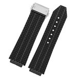 CZKE Watch Band For HUBLOT BIG BANG Silicone 25 * 19mm Waterproof Men Watch Strap Chain Watch Accessories Rubber Watch Bracelet Chain (Color : Particlesblacksilver, Size : 25-19mm)