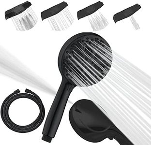 SparkPod Black Shower Head and Hose Set - High Pressure Showerhead with 10 Spray Settings - Luxury 5" Handheld High Power Shower Heads with High Pressure Jets - Matte Black (No Filter)