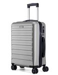 FLIEE Cabin Suitcase Hard Shell | 55x40x20cm Cabin Luggage | Lightweight Suitcase | Aluminum Telescopic Handle | TSA 3 Digit Combination Lock | 4 Dual Spinner Wheels (Grey, Cabin 20'')