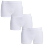 UnsichtBra Womens Underwear Pack of 3 Comfort Boxer Briefs | Seamless Spandex Shorts Panties (3 x White, M-L)