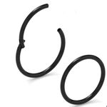 Body CAC black 2PCS-20G(0.8mm) 8mm Hinged Nose Rings,Medical Implant Grade 316L Surgical Steel Segment Clicker Hoop Piercing Lip Helix Cartilage Rook Ring Earrings