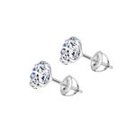 HIGHSPARK 925 Silver Solitaire Screwback Stud Earrings | 92.5 Sterling Silver & Round Brilliant Cubic Zirconia Tops for Men Women | Silver 3mm