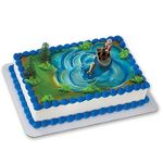 DecoPac Fisherman with Action Fish Cake Topper, 4 Piece Cake Decoration with Fisherman in a Boat, Fish, and Two Trees, For Fishing Enthusiast, Resusable, Food Safe Multicoloured