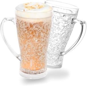 luxail Freezer Beer Mugs, Double Wall, Insulated Gel Plastic Pint Freezable Glasses, 15 oz, Clear 2 pack, Chiller Frosty Cup, Frozen Ice Freezer Mug, Freezer Cups (ModernBeerMug-2)