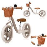 lionelo ALEX Kids' Balance Bike for kids Age 3+ Up to 30kg Lightweight, Adjustable Seat & Handlebar, EVA Foam Wheels, Basket, Bell, Training Bicycle, Gift for Boys & Girls (BEIGE, ALEX PLUS)