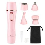 SEABIRD Bikini Trimmer Women, 4 in 1 Electric Razor for Women, Facial Shavers for Women, Portable Travel Womens Electric Razor for Face Beard Eyebrow Leg Arm Bikini Armpit Pubic Hair, Pink