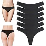 Sunm Boutique Womens Cotton Underwear Ladies Knickers Cotton Tong Panties High Waist Underwear Multipack (Black, XXL)