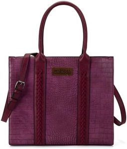 Montana West × Wrangler Purse for Women Large Work Tote Bags with Strap Vintage Top-Handle Handbags, B-crocodile-purple, Large