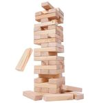 AROVEMIC Premium - Wooden Blocks 54 Pcs Building Blocks Game Challenging Wooden Tumbling Tower, Wooden Stacking Toys Board Educational Puzzle Game for Adults and Kids (Wooden)