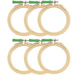 Asian Hobby Crafts Wooden Embroidery Hoop Ring Frame. 6 Pieces : Size - 6" inches