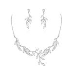 Ever Faith Wedding Jewellery for Bride Bridesmaid, Sparkly Cubic Zirconia White Gold Plated Pear Shaped Birthstone Leaf Bridal Choker Necklace Earrings Set for Prom