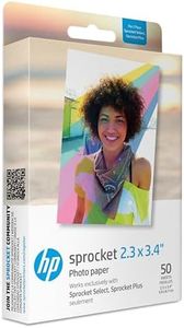 HP Sprocket 2.3 x 3.4 Premium Instant Zink Sticky Back Photo Paper (50 Sheets) Compatible with HP Sprocket Select and Plus Printers.