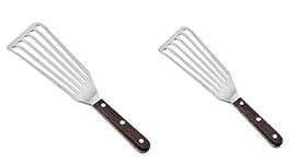 P-Plus International Fish Spatula 2-Piece Stainless Steel Fish Slice Flexible Fish Turner, 12.5" Long Slotted Spatula for Turning & Flipping Big + Small