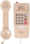 MCHEETA Wall Phone for Home, Corded Wall Home Phone with Adjustable Call Volume & 3 One-Touch Dialing for Seniors, Telephone Landline Phones with Mechanical Ringer Indicator for Elderly, Beige
