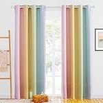 NICETOWN 84 Inches Long Curtains - Living Room Curtain Blackout Window Treatment Bedroom Decortation Rainbow Stripes Stylish Kids Curtains (2 Panels, 52 Inches Wide for Each)