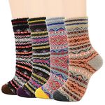 American Trend Womens Hiking Socks Winter Warm Athletic Ankle Socks Outdoor Wool Socks Thick Cashmere Socks, 4 Pack Geometry, Medium