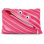 ZIPIT Wildlings Large Pencil Case for Girls, Pouch Holds Up to 60 Pens, Made of One Long Zipper!, Pink