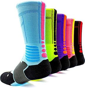 mitvr Basketball Socks, Cushioned Athletic Sports Socks, 5 Pack Compression Crew Socks for Boy Girl Men Women, A3-large(w:10-13,m:8-12)