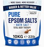 Pure Epsom Salts 10kg, Total Body Therapy, 100% Pure Premium Quality Magnesium Sulphate Traditional Bath Soak, Fine 1.4mm Easily Dissolvable Grain Size, Vegan Friendly by The Intelligent Health