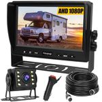 Backup Camera AHD 1080P Reverse Rear View Back up Cameras System Kit 7Inch Monitor with HD Night Vision Waterproof IP69K DIY Guide Line Vehicle Backup Camera for Truck/RV/Trailer/Van/Bus/Skid Steer.