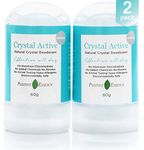 Crystal Deodorant Stone, Crystal Active, 100% Natural, Long Lasting, Single Ingredient, No Aluminum Chlorohydrate or Chemicals, Unscented/Odorless, Thai Crystal Stone, Men and Women, 60g (2 pack)