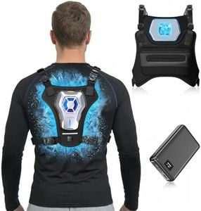 THETHEKU Portable Fan Rechargeable Cooling Vest Wearable Fan With Electric Cooling Air Vest Air Conditioned (Black-with 30000mAh)