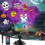 ACELIFE Halloween Projector Outdoor, 2-in-1 Water Wave Christmas Projector Lights, Indoor LED Snowflake Projector with Remote, Projection lamp Garden Wedding Party Celebrations, 14 Slides 10 Colors