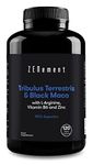 Tribulus Terrestris & Black Maca, with L-Arginine, Vitamin B6 and Zinc, 120 Capsules | 90% Saponins | Strength, Energy, Endurance | Vegan, Gluten Free | Zenement